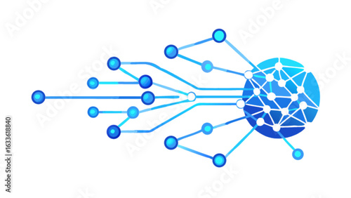 Blue network connection with nodes and lines for technology and science background illustration concept
