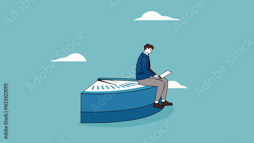 Part-time job, side job or small business, additional work outside working hours, division or tome management, work tracking system or day planning, businessman working using laptop over hours cut