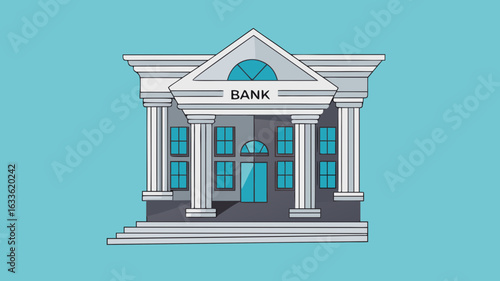 bank building vector illustration with flat design style