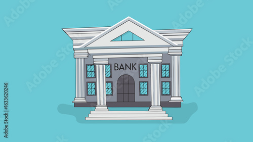 bank building vector illustration with flat design style