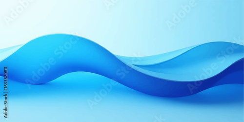 Abstract blue waves curve gracefully in a modern vector design, creating a fluid background with a sense of light and motion