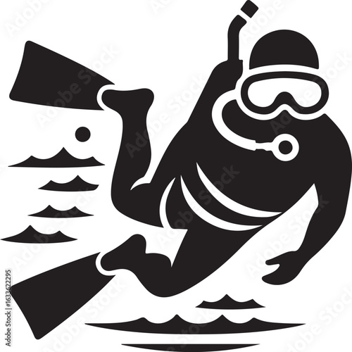 Scuba Diver Vector Silhouette