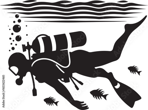 Scuba Diver Vector Silhouette