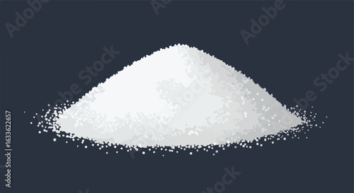 Isolated pile of white granules on a dark background