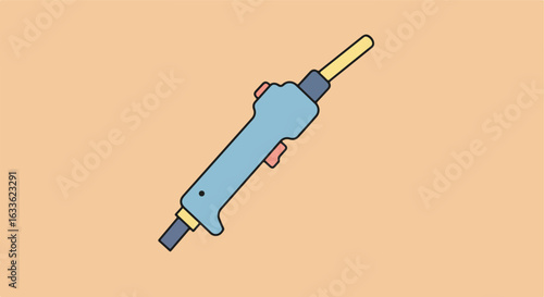 Cartoon drawing of a handheld soldering iron on a beige background