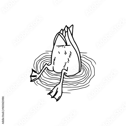 diving duck butt in water vector illustration