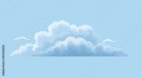 Fluffy, layered cloud formation against a pale blue sky