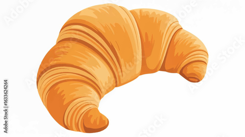 Golden brown croissant illustration on a clean white background