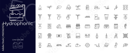 Hydrophonic Line Editable Icons set. Vector illustration in modern thin line style of Hydrophonic icons: garden, food, water, etc
