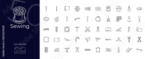 Sewing Line Editable Icons set. Vector illustration in modern thin line style of Sewing icons: handcraft, knit up, tailor, etc