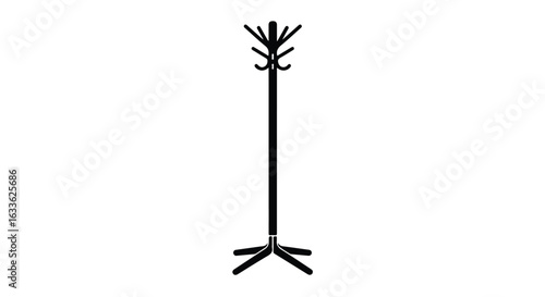 Silhouetted coat rack with branched top and flared, splayed base