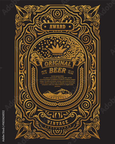 Vector vintage gold cards and frames labels