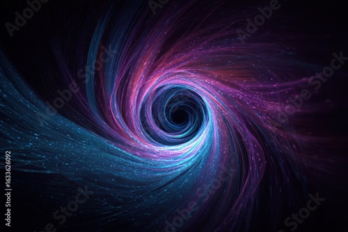Fototapeta Naklejka Na Ścianę i Meble -  Swirling colors of a cosmic vortex depicting an abstract universe with vibrant hues of blue and purple in a digital space