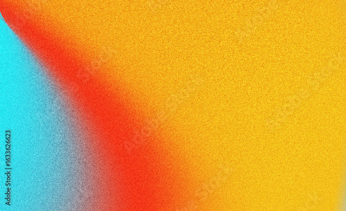 Grainy gradient abstract background with noise texture effect in orange red blue summer poster design