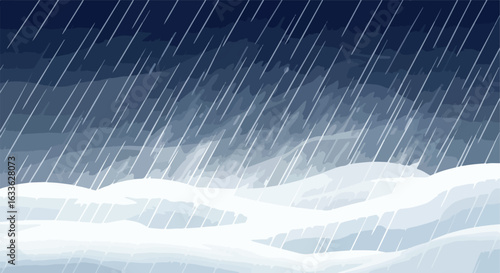 Heavy rain over snowy hills