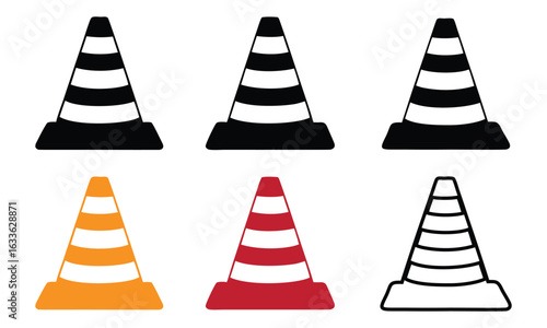 Traffic cone icon vector set, vector illustration