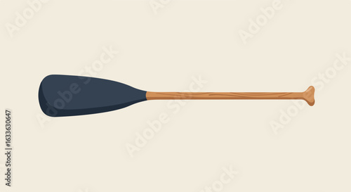 Isolated vector illustration of a navy paddle with a wooden handle