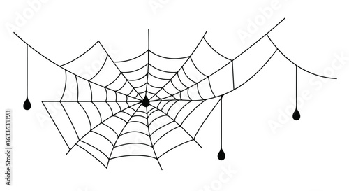 Spiderweb with raindrops