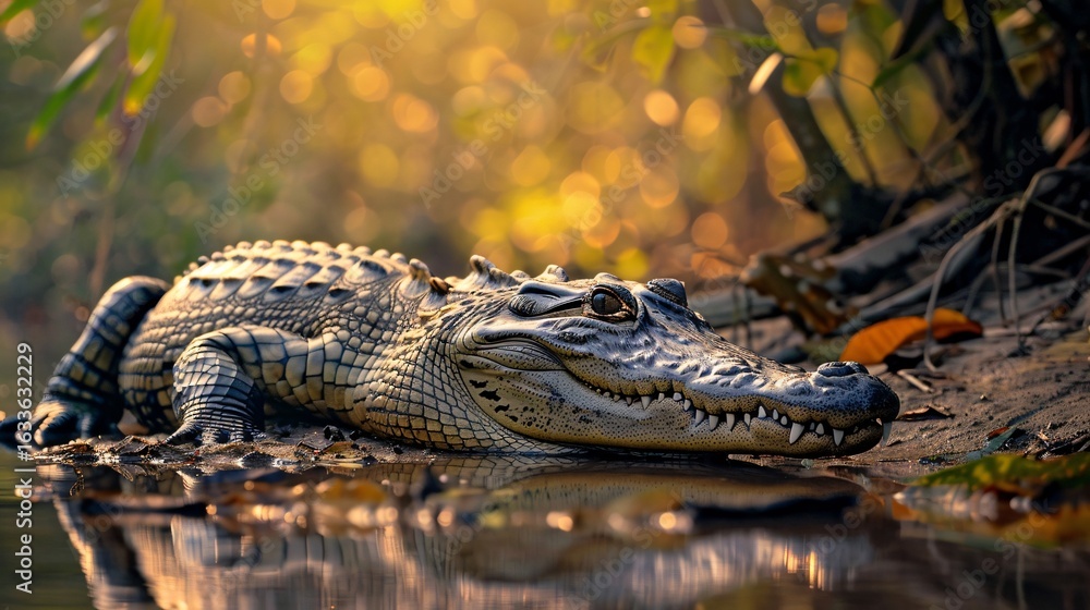 Obraz premium Philippine Crocodile – Critically Endangered Freshwater Reptile in Native Habitat