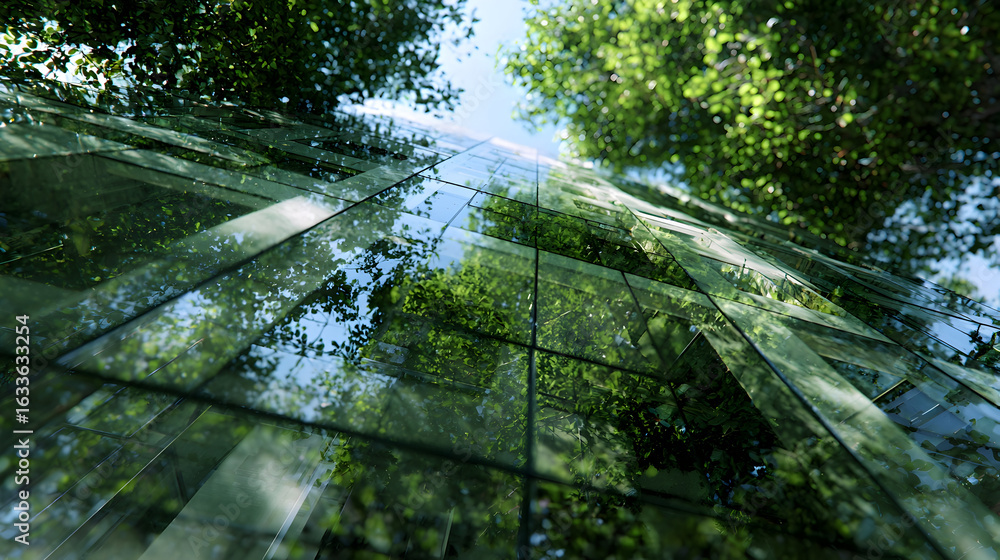 Obraz premium Architectural Abstract: Green Window Panels of Business Center