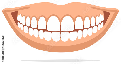 Smiling mouth with clean white teeth.  Dental health concept.