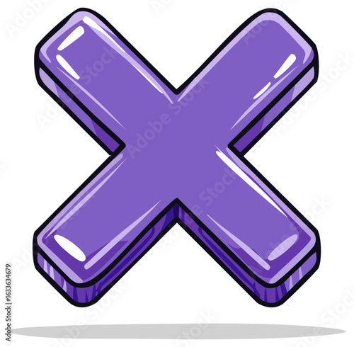 Cartoon X Mark Purple Graphic Symbol Illustration