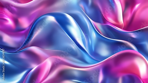 3D render of a colorful gradient wave, isolated on a black background. 