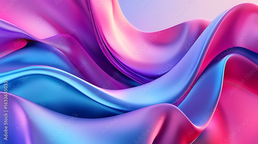 Obraz premium 3D render of a colorful gradient wave, isolated on a black background. 