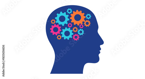 Human Mind Gears Concept on White