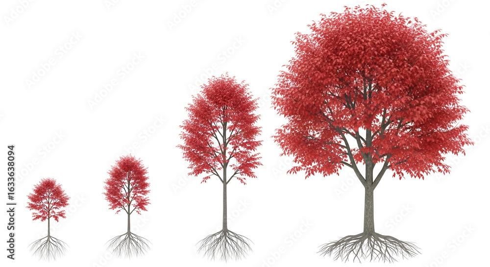 Fototapeta premium grown red tree isolated background