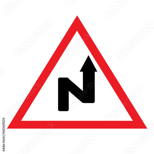 right reverse bend traffic sign rules road signage.eps