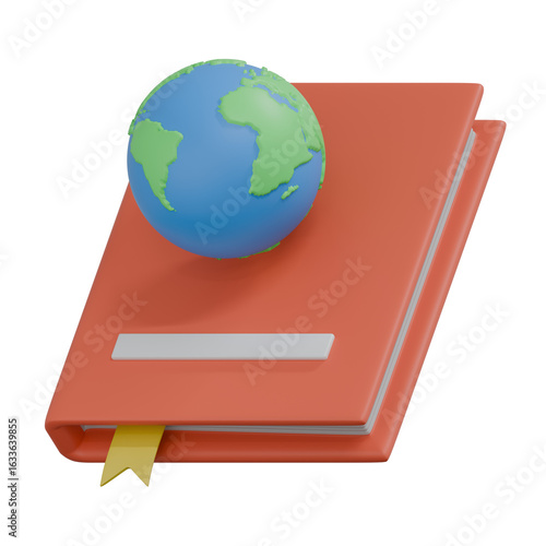 Globe on book illustration for learning concept