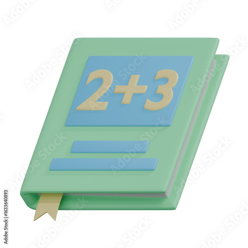 Simple cartoon math book with addition problem cover