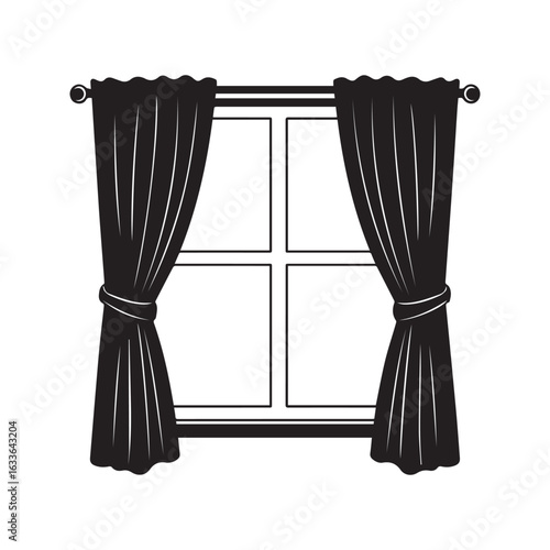 Elegant Window with Tied Black Curtains A Stylish Home Decor Choice Enhancing Privacy and Adding a Touch of Sophistication