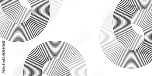 A collection of concentric white and black circles. A collection of radial or sonar sound wave rings. A collection of radar, target, dashed line, and halftone icon symbols, modern.