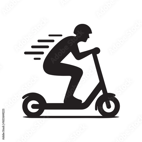 e scooter vector silhouette clip art logo design illustration. Transport icon set collections.