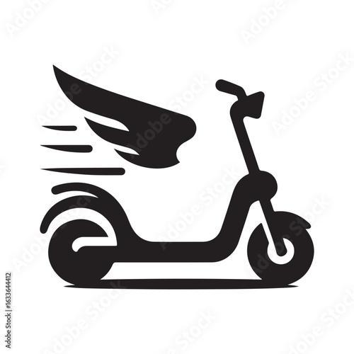 e scooter vector silhouette clip art logo design illustration. Transport icon set collections.