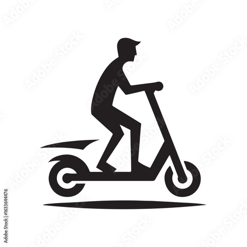 e scooter vector silhouette clip art logo design illustration. Transport icon set collections.