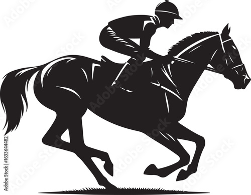 Horse Racing Jockey Vector Silhouette