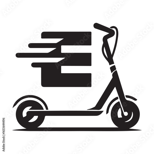 e scooter vector silhouette clip art logo design illustration. Transport icon set collections.