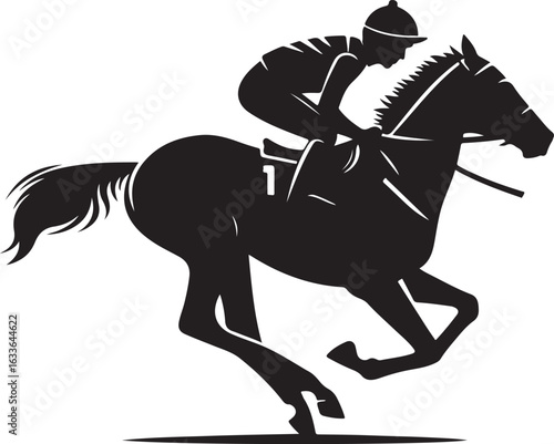 Horse Racing Jockey Vector Silhouette