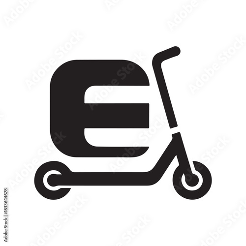 e scooter vector silhouette clip art logo design illustration. Transport icon set collections.