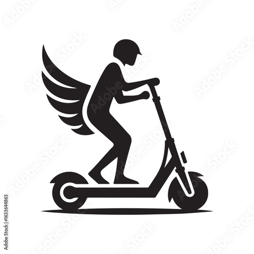 e scooter vector silhouette clip art logo design illustration. Transport icon set collections.