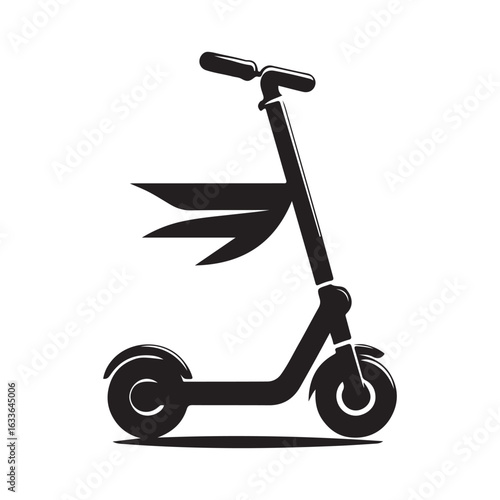 e scooter vector silhouette clip art logo design illustration. Transport icon set collections.