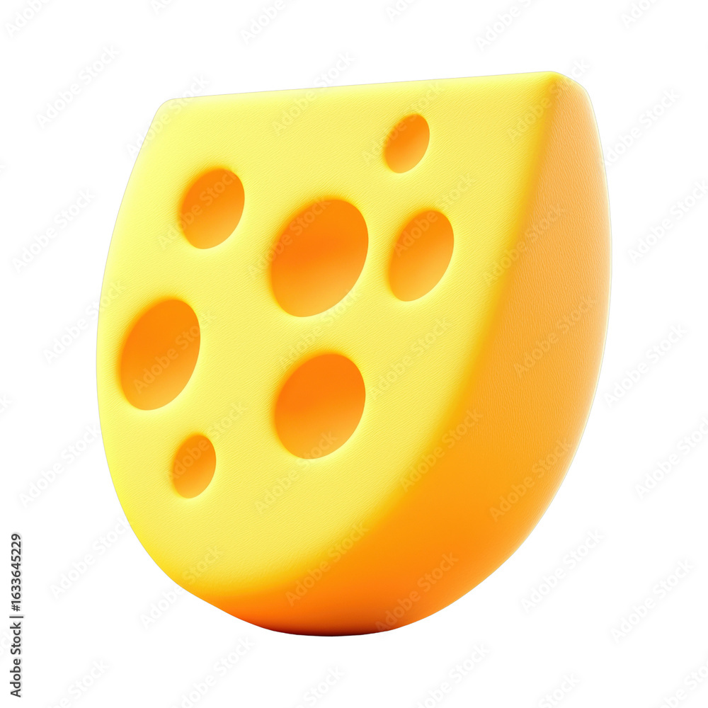 Fototapeta premium Realistic 3D cheese wedge with holes