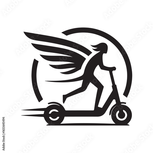 e scooter vector silhouette clip art logo design illustration. Transport icon set collections.