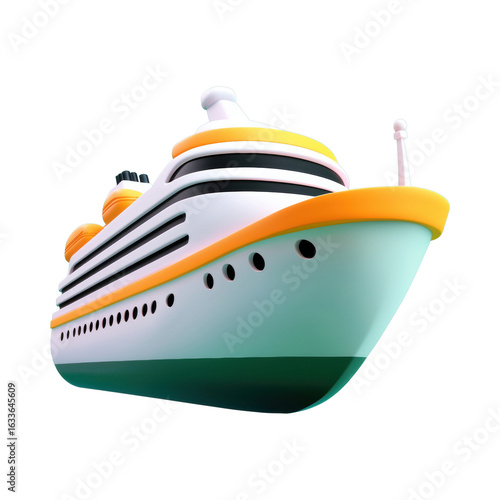 Colorful 3D cruise ship model with vibrant design