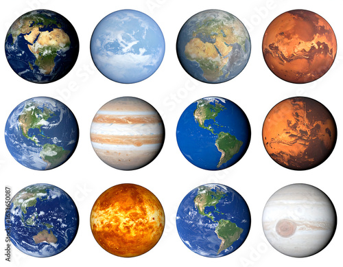 Wallpaper Mural Earth Mars Jupiter planets solar system celestial bodies astronomy space exploration Torontodigital.ca