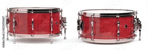Two red drums isolated on white