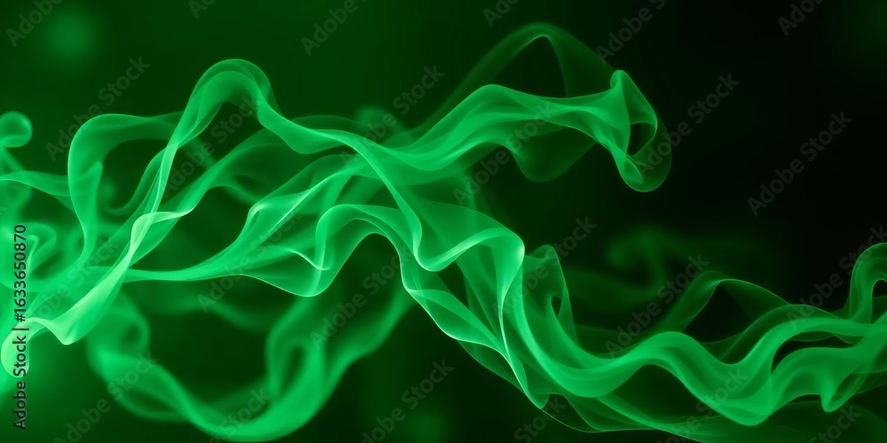 Obraz premium Swirling emerald and jade smoke wisps on a deep green backdrop, green background, graphic
